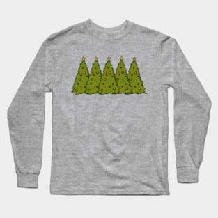 Five Decorated Christmas Trees Forest Long Sleeve T-Shirt